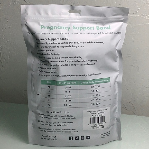 Motif Medical Pregnancy Support Band white size medium NWT SEALED - Picture 3 of 9